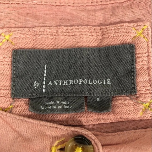 5/$25 
By Anthropologie  Pink S Tunic Puffed Sleeves Partial Button Closure - Picture 8 of 9